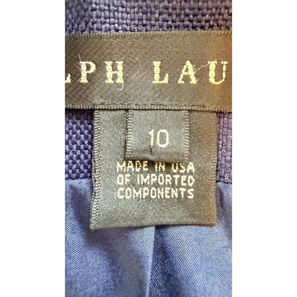 Ralph Lauren Navy Blue 100% Linen Blazer Jacket 10 Made in USA Black Label - Picture 2 of 10
